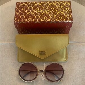New Dolce & Gabbana Burgundy and Gold Sunglasses with original packaging